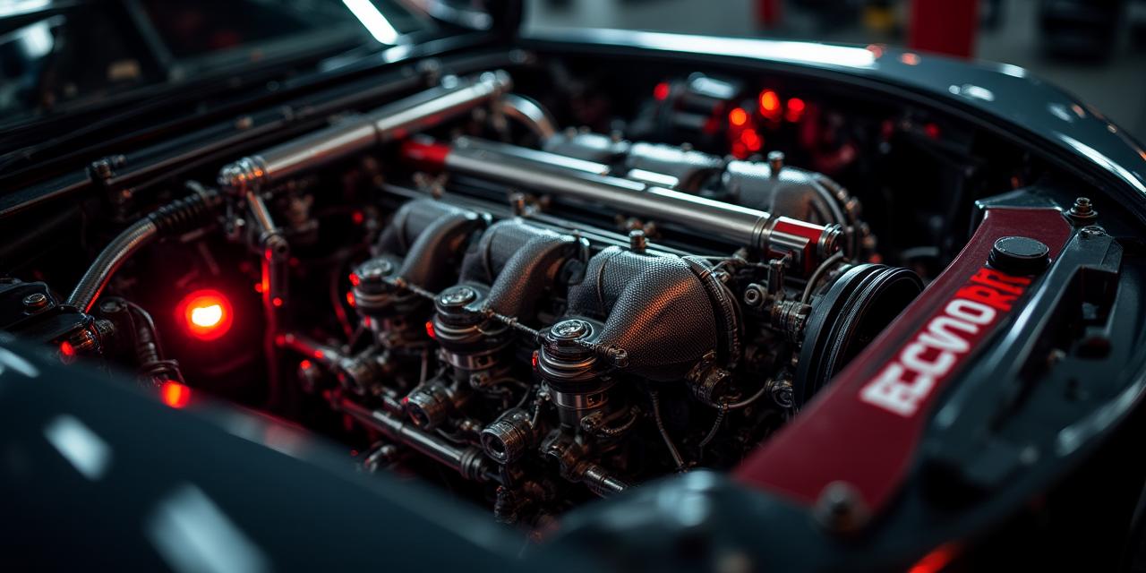 Motor de competición de alto rendimiento en pleno ajuste